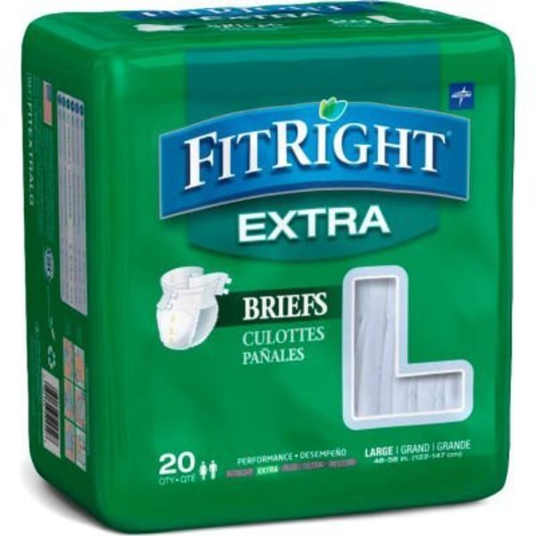 Medline Industries, Inc Medline® FitRight Extra Adult Disposable Briefs, Size L, Waist Size 48"-58", 20/Bag FITEXTRALGZ